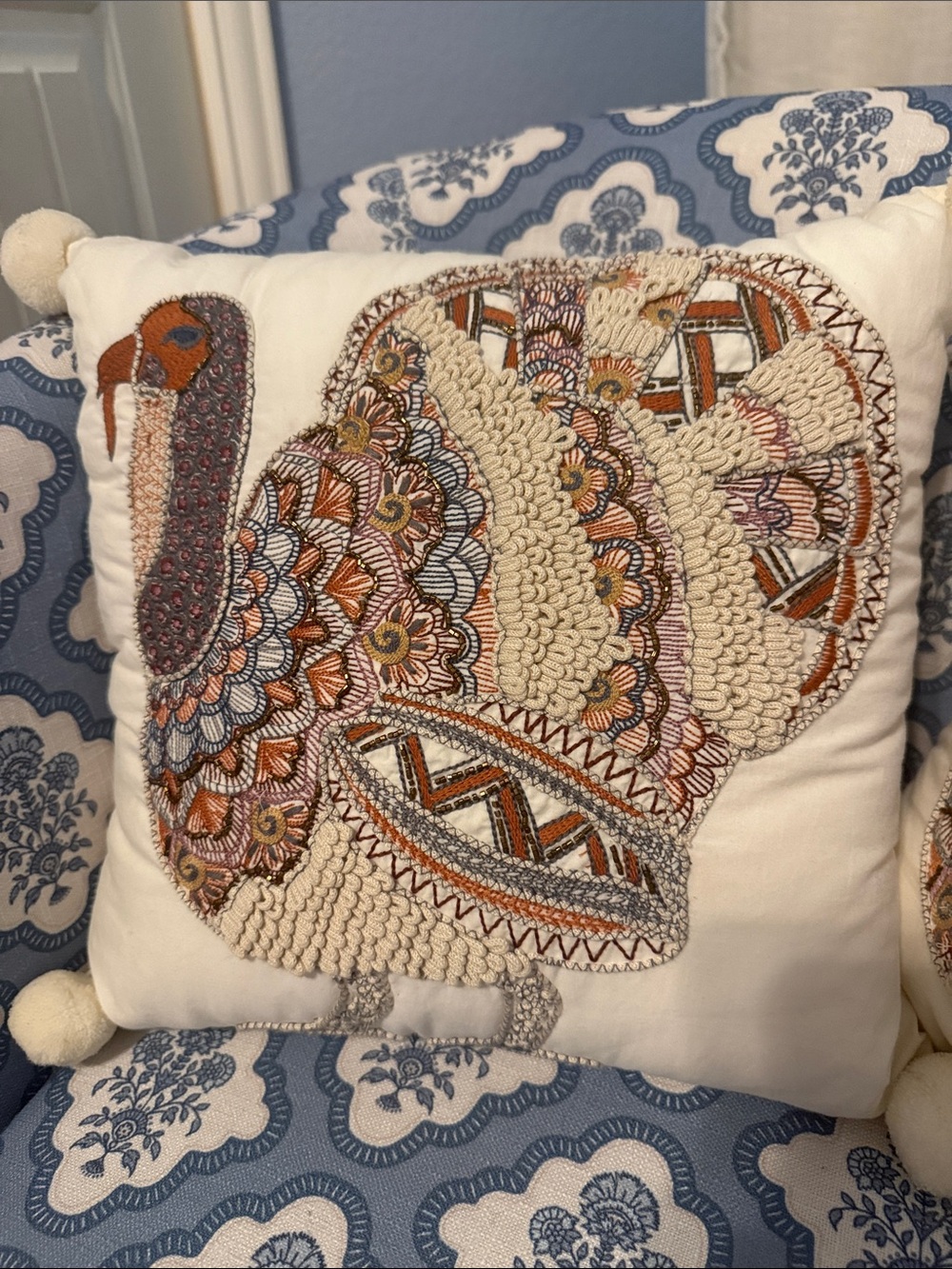 Qty 2 Adorable Turkey Throw Pillows
